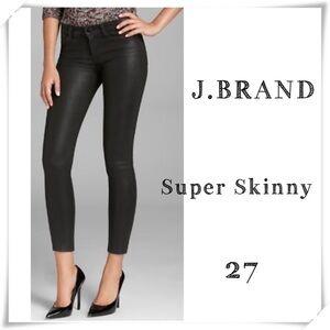 J Brand Super Skinny Lacq BLK Moto Jeans Black Size 27 Style 620O222